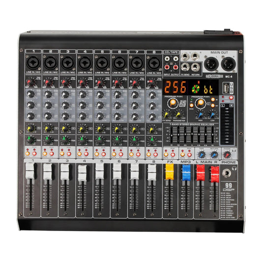 Audio Mixer 8 Channel DJ Equipment with Bluetooth USB Console Sound