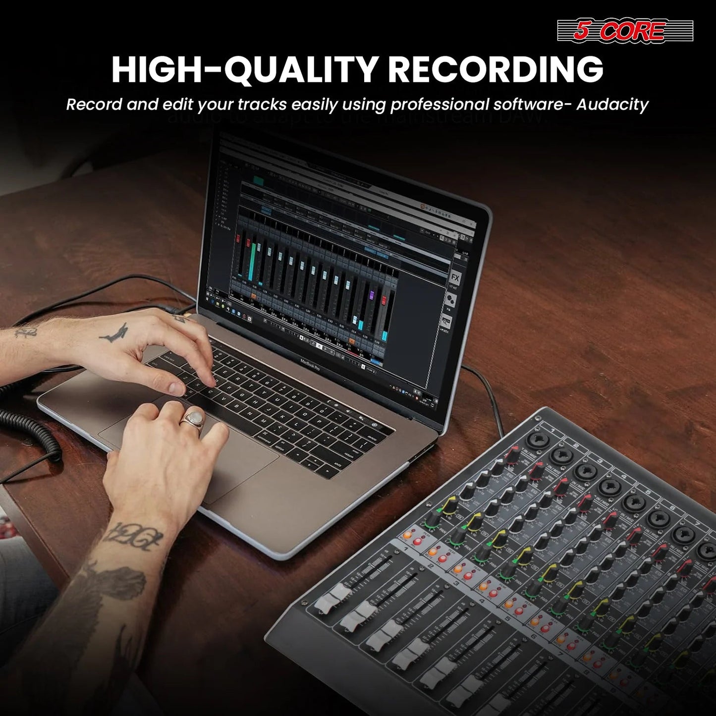 Audio Mixer 8 Channel DJ Equipment with Bluetooth USB Console Sound