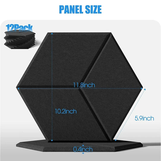12 PACK Acoustic Foam,Self-Adhesive Sound Proof Panels,For Sound Insulation &Acoustic Treatment